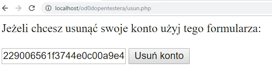 Delete account form